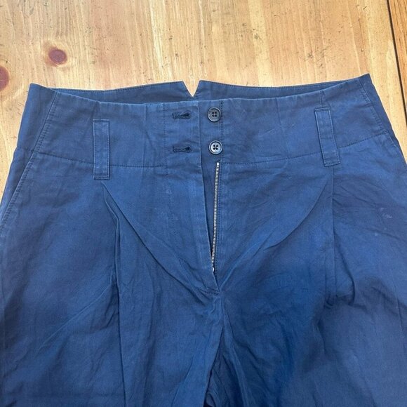 Paul Smith Navy Blue Trousers Women’s 100% Cotton Sz 38 Loose Fit Made In Italy - Picture 6 of 6